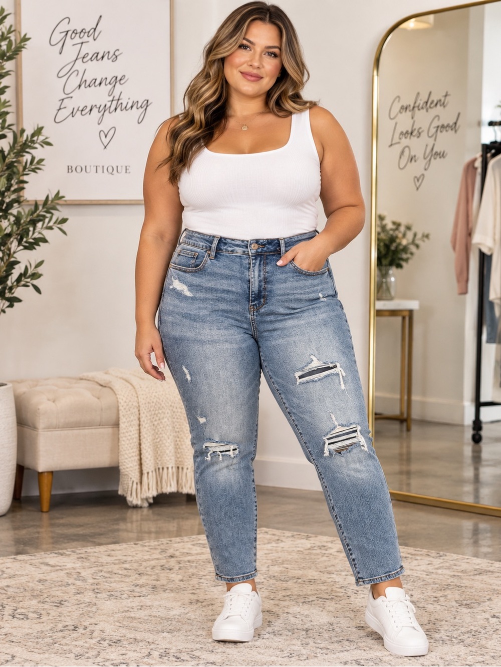 Judy Blue Medium Blue Boyfriend High-Rise Jeans